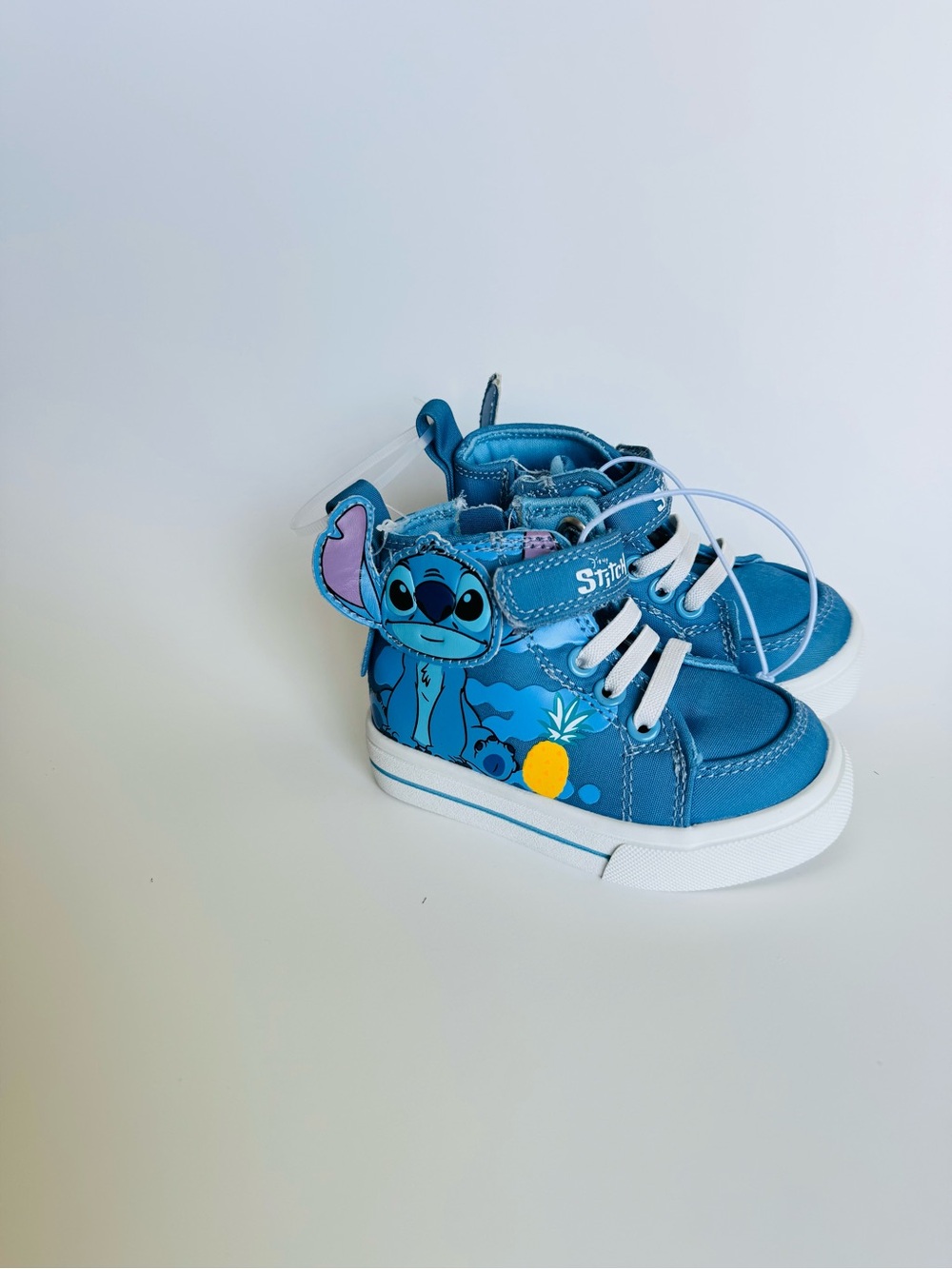 Disney Blue Stitch High-Top Kids Sneakers with Pineapple Accent